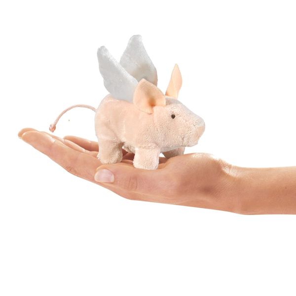 Folkmanis Mini Winged Piglet Finger Puppet, Multi-Colored, 1 EA