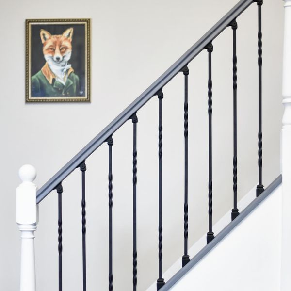 Matte Black "Enfield" Double Twist Stair Spindle - with Fixed and Adjustable Rake Brackets