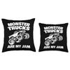 Monster Trucks Are My Jam Throw Pillow