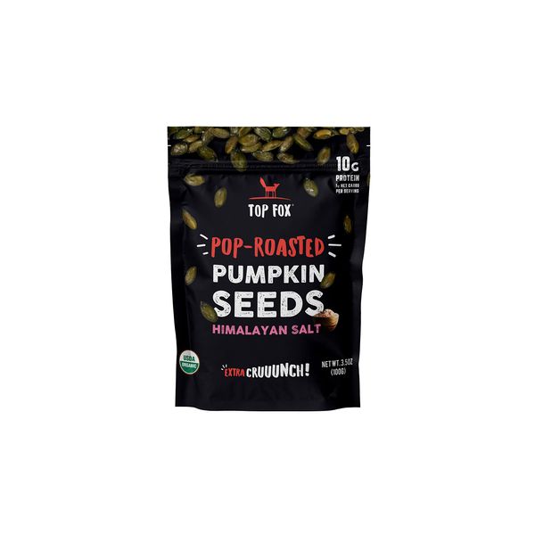 Top Fox Snacks - Organic Pop-Roasted Pumpkin Seeds | Healthy Protein Snacks - Gluten Free - Keto and Vegan Friendly (Himalayan Salt, 3.5 oz - 2 Pack)