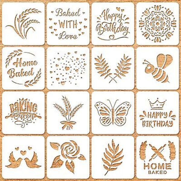 20 Pcs Artisan Bread Stencils Cake Pie Cookie Stencils for Sourdough Decor