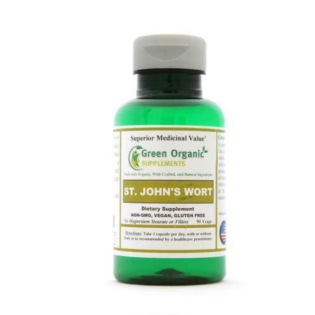 Green Organics ST. John's Wort 90 Capsule  Vegan, Non-GMO & Gluten Free