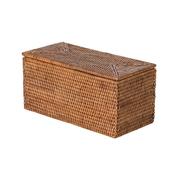 KOUBOO La Jolla Rectangular Rattan Box, Honey-Brown Toilet Roll Storage Basket