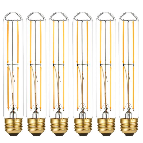 LiteHistory Dimmable E26 Light Bulb 6W Equal 60 watt led Light Bulb AC120V Warm White 2700K Edison 60 Watt 600LM T10 Bulb for Rustic Pendant,Industrial Pipe,Wall sconces,Vanity 6Pack