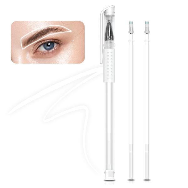 Eyebrow Microblading Marker Pen, Makeup Tattoo Skin Marker Pen, White Gel Pen for Brow Mapping, Eyebrow Permanent Makeup Position Mapping Mark Tools, for Lip Skin Artists Marking Pen (White 1set)