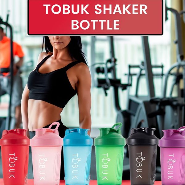 Taste of Beauty UK 400 ml Protein Shaker Bottle with Mixball, Easy Grip Pre Workout Protein Powder Blender & Mini Water Bottle for Protein Shake (Red)