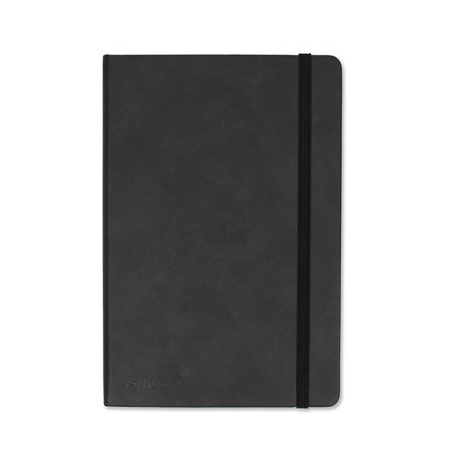 Silvine A5 Executive Soft Feel Notebook Black. 160 Pages (80 Sheets) Ruled 7mm feint. Ref 197BK (148 x 212mm), 391133