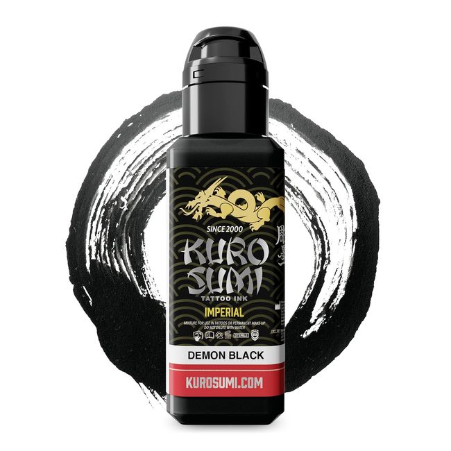 Kuro Sumi Imperial Japanese Tattoo Ink Pigments, Vegan Professional Tattooing Inks, Demon Black, 1.5 oz.