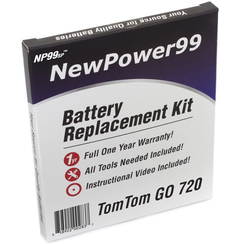 NP99sp NewPower99 Battery Replacement Kit with Battery, Video Instructions and Tools for Tomtom Go 720