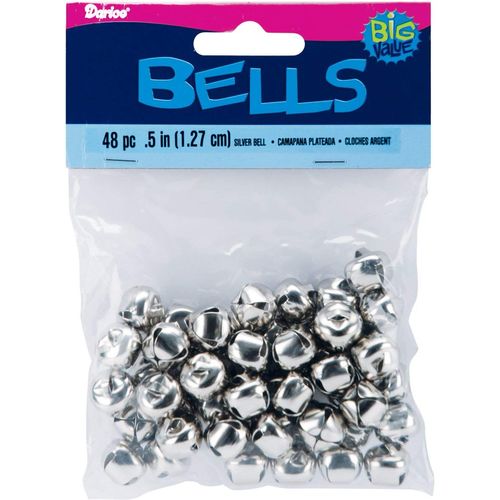 Darice 48-Piece Bells, 1/2-Inch, Silver