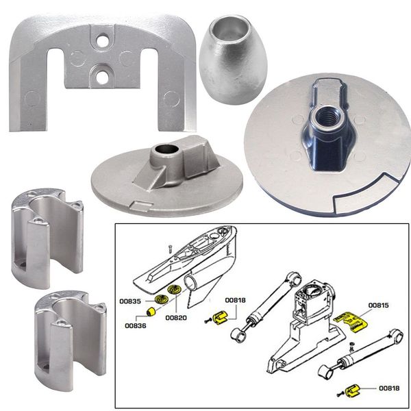 Tecnoseal Anode Kit Merc Bravo 3 2004 W/ Hardware Magnesium
