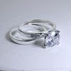Sterling Silver & CZ Crystal Engagement Wedding Ring Set - Size S (J - U Available)