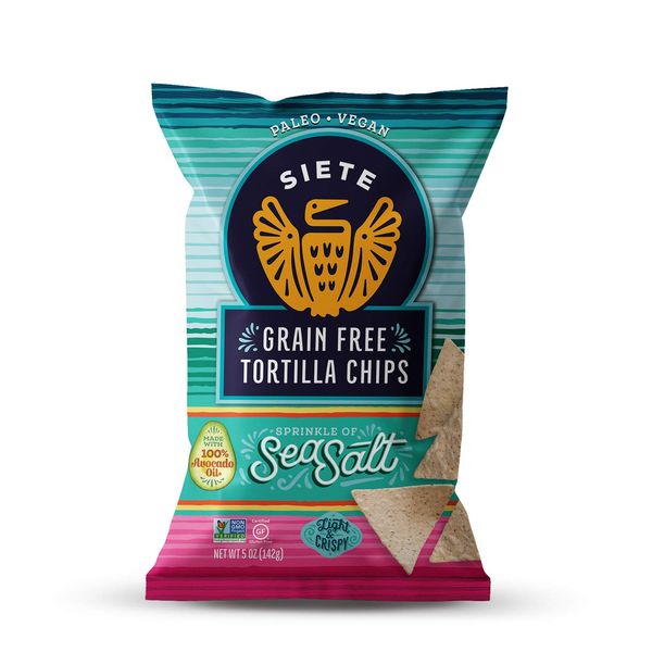 Siete Tortilla Chips | Grain free | Gluten Free Chips | Paleo & Vegan Snacks | Non GMO | Sea Salt, 5 Ounce (Pack of 6)