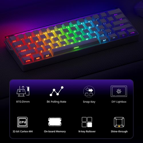 VEEKOS Shine60 Rapid Trigger Wireless Gaming Keyboard Shine-Through SP White Hall Effect Tri-Mode Keyboard Flash Magnetic Switch