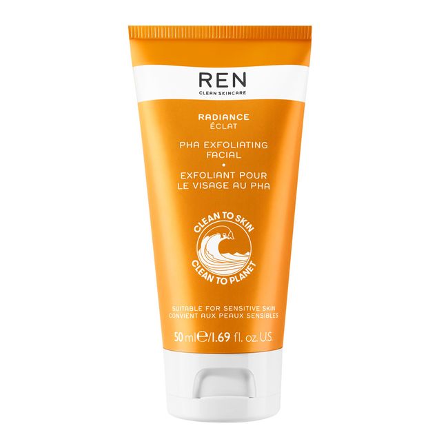 REN Clean Skincare PHA Polyhydroxy Acid Exfoliating Facial - Gentle Brightening Exfoliator for Face, Chemical, Enzymatic, & Physical Exfoliants​, Exfoliant Suitable for Blemish Prone & Sensitive Skin