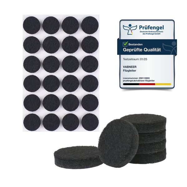 VABNEER 72 Stücke Filzgleiter Selbstklebend Rund, 20mm Schwarz Filz Pads Stühle mit 5mm Dick, Möbelgleiter Bodengleiter Schutz Ihrer Möbel Böden