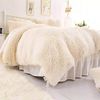 Medium Fluffy Warm Sleep Soft Duvet Cover Sheet Pillowcase Set (Cream, Semi-Double)