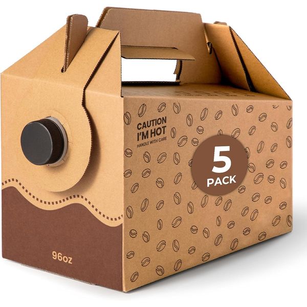 5 Pack 96 Oz Disposable Coffee Dispensers with Handle, Insulated Coffee to Go St