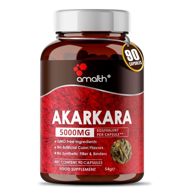 Amalth Akarkara Anacyclus Pyrethrum Extract Supplements for Naturally Supports Your Stamina, Strength and Build Lean Muscle Mass- 500mg- 90 Capsules