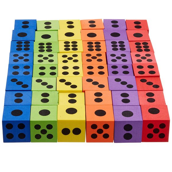 THE TWIDDLERS 48 Large Foam Dice Set, 1.5 Inch - Colorful & Educational - Learning Toys for Kids, Kindergarten, Preschool, Classrooms, Math Games