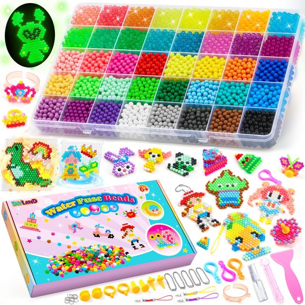 DIYLAND Wasserperlen Nachfüll Starterset, 5200 5mm Magische Sprühperlen in 40 Farben mit Geschenkbox für Kinder 6 7 8 9 10 Jahre Puzzle Pädagogische Kunst und Kunsthandwerk DIY Spielzeug
