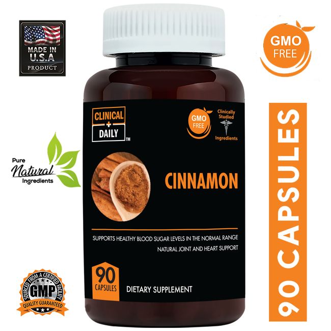 CLINICAL DAILY Cassia Cinnamon Capsules. Pure Cinnamomum Cassia complex, 90 ct