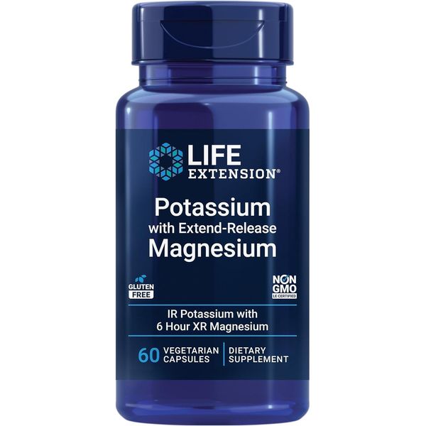 Potassium With Extend Release Magnesium Heart Blood Pressure Support, 60 Caps