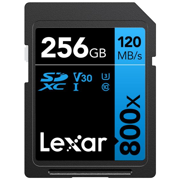 Lexar High-Performance 800x SD Card 256GB, SDXC UHS-I Memory Card BLUE Series, Up to 120MB/s Read, Up to 45MB/s Write, for Point-and-shoot Cameras, Mid-range DSLR, HD Camcorder (LSD0800256G-BNNAG)