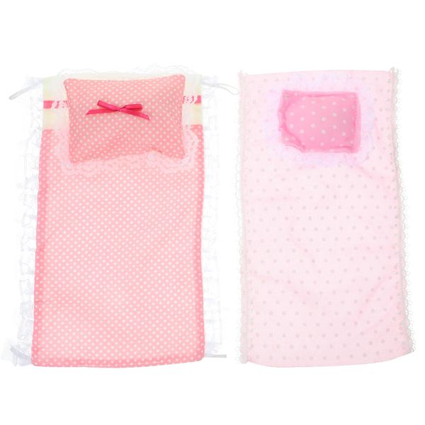 LUOZZY 2 Sets Dolhouse Bedding Accessories Mini Bedding Set Doll House Bed Sheet and Pillow for Dollhouse Bedroom