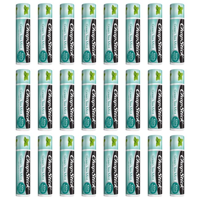 24-New ChapStick Green Tea Mint 100 Percent Natural Ingredients Lip Butter, Mois