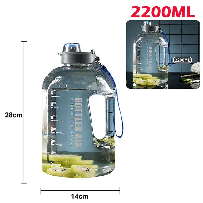 1pc Pink Time Marked Water Bottle, Transparent With Portable Strap And  Large Capacity For Outdoor Sports