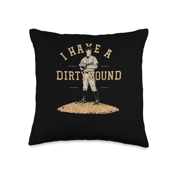 Pitching Baseball Player, Dirty Mound, Baseball Pitcher Throw Pillow