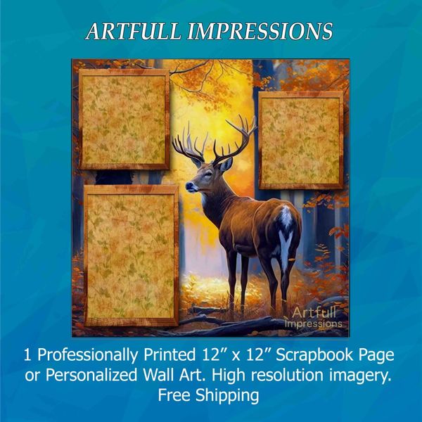 Golden Forest Buck Personalized Wall Art or Scrapbook Page
