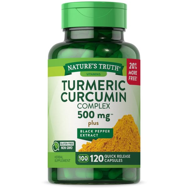 Turmeric Curcumin with Black Pepper Extract | 500mg | 120 Capsules | Non-GMO & Gluten Free Complex Supplement | by Nature's Truth