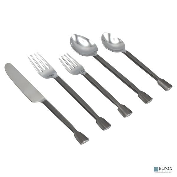 Elyon Tableware Sanya 20 Piece Reflective Hand Forged Flatware Stainless Steel