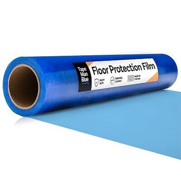 Floor Protection Film, 36" x 200', Made in USA, Blue Self Adhesive Floor Prot...