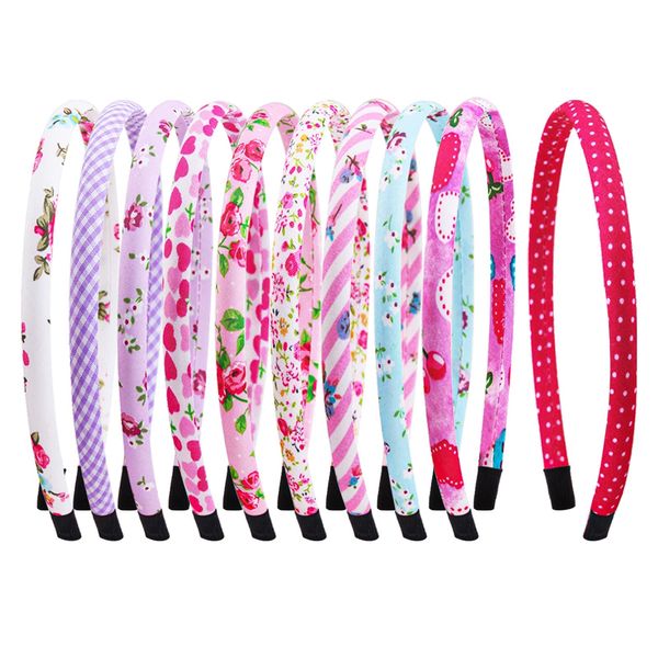 Alice Bands for Girls Kids Headbands Flower Strip Heart Covered Girls Headbands Children Hairbands (10pcs)