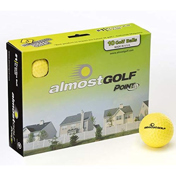 ALMOSTGOLF Point3 Limited Flight Practice Golf Balls – Realistic Spin, Trajectory, & Accuracy Foam Training Balls Pack of 10, Hi-Vis Yellow