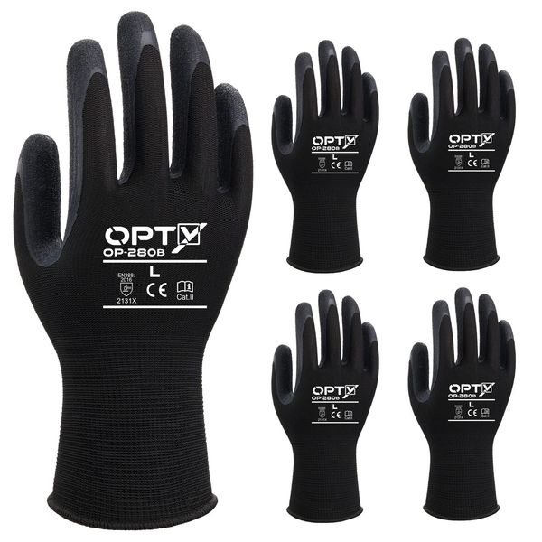 Weed OPTY OP-280B Civil Engineering Construction and Transportation Work Gloves Grip DIY Light Work Natural Rubber M Size (5 Pairs)