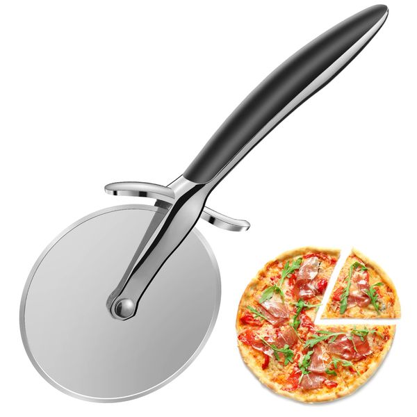 Pizza Cutter, Professional Stainless Steel Pizza Cutter Wheel with Ergonomic Anti-Slip Handle, Wheel Roller Pizza Cutter for Bread Waffles Pancakes