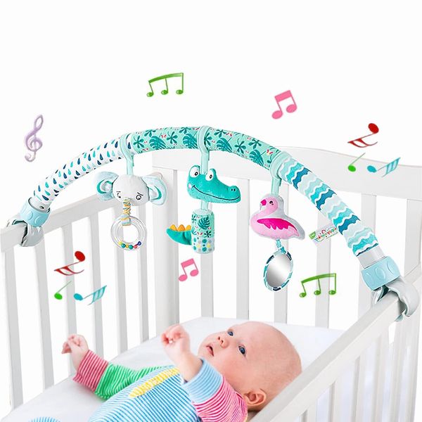 Pau1Hami1ton Baby Stroller Arch Toys, Car Seat Toys,Bouncer Toy Bar/Mobile for Bassinet,Adjustable Baby Hanging Toys Fit for Crib Bed,Stroller,Car Seat,Baby Gifts.S-19(Crocodile)