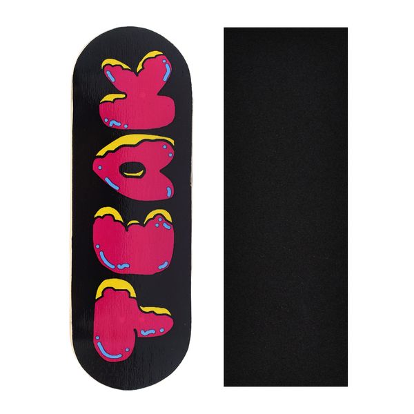 Teak Tuning Premium Fingerboard Graphic Deck, Donut Teak Logo - 32mm x 97mm - Heat Transfer Graphics, Pro Shape & Size - Pre-Drilled Holes - Includes Prolific Foam Tape