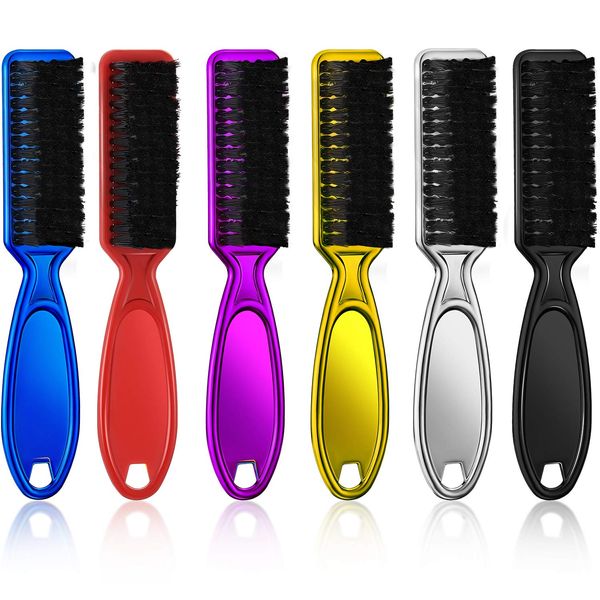 6 Pieces Barber Blade Clipper Cleaning Brush Nylon Trimmer Cleaning Brush Hair Duster Fade Brush Set Kit (Vibrant Color Set)