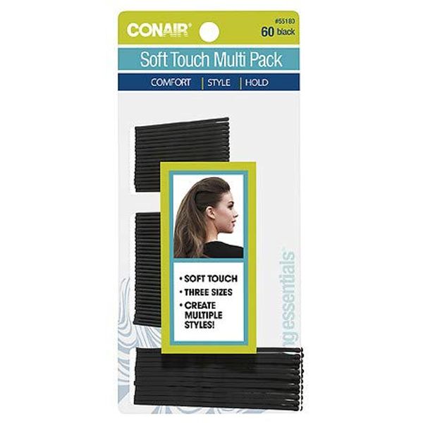 Conair Soft Touch Multi Pack Black Bobby Pins - 60.0 Ea (Pack of 6)