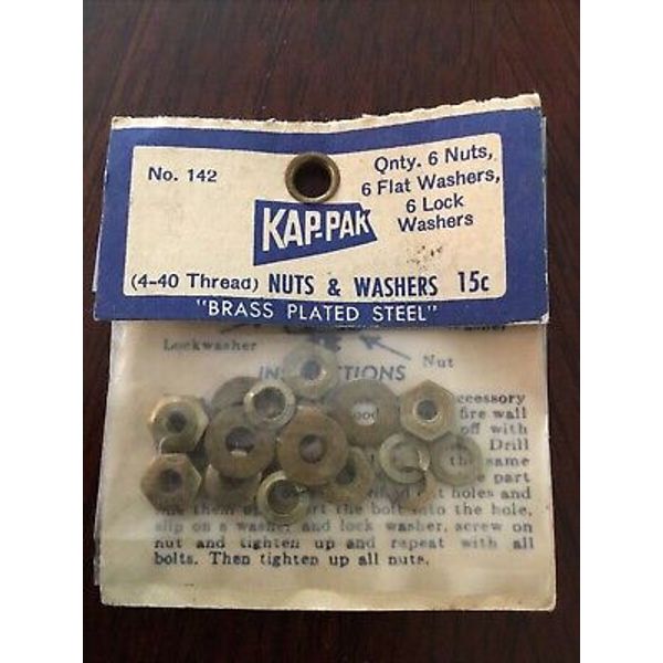 Vintage Kap-Pak No.142 Nuts & Washers Model Airplane Parts NOS