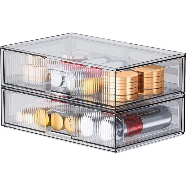 2 Pc Stackable Storage Drawers Acrylic Organizer for Beauty Product Bedroom Home