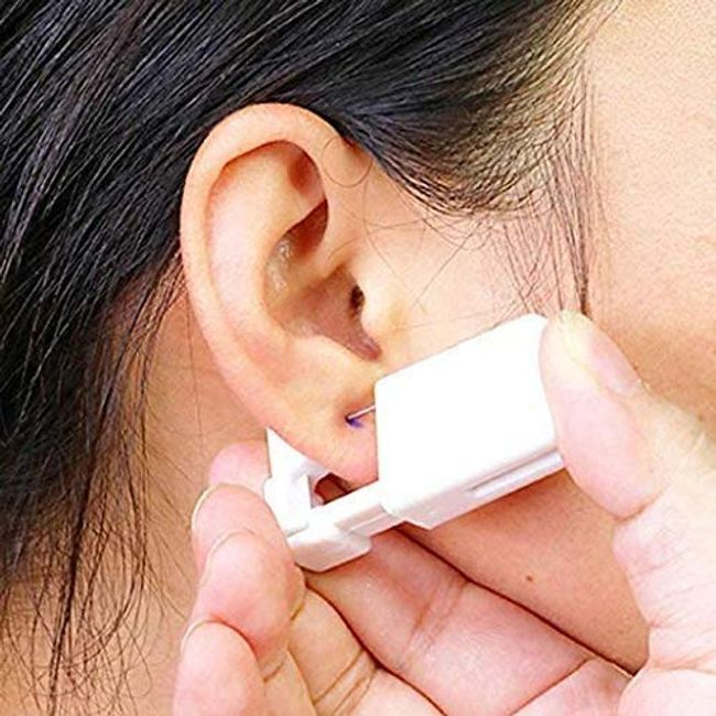 2 Pack Self Ear Piercing Gun Earring Disposable Piercing Kit No Pain Easy  Use Ear Piercing Gun Kit Tool with Stud (AB Blue)