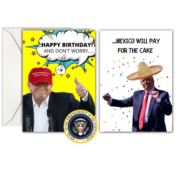 GIFTING GIGGLES Funny Donald Trump Birthday Card | Political Birthday Cards | Great President Gag Gift for 30th 40th 50th 60th 70th 80th 90th | Comes with Presidential Seal - MADE IN USA