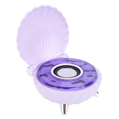 Bewinner Seashell Shape Stereo Speaker, Battery Powered PC Speakers with Colorful Night Light, Bluetooth Desktop Speaker for Bedroom Table Decoration (Violet)