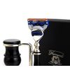 Luxury Shaving Kit for Him Silver Tip Synthetic Hair Brush, 5 Edge Compatible Razor And Stainless Steel Shaving Stand 3 Piece Kit Ready to Use